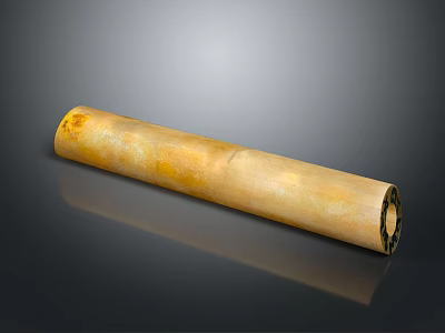 Yellow Cylindrical Object With Textured Surface And Dark Base On Black Background 3d model