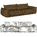 Elegant Two Seater Sofa with Intricate Patterned Fabric in Brown and White Designs
