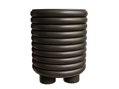 Black Modern Side Table With Stacked Circular Rings And Short Legs 3d model