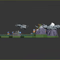 3D Cartoon Scene With Snowy Mountains Green Forests Castle And Colorful Paths