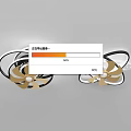 Modern Decorative Ceiling Light With Black White Circular Rings And Golden Fan Shaped Design
