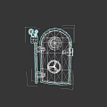 Antique Brown Door With Round Window Mechanical Gauges And Pipes