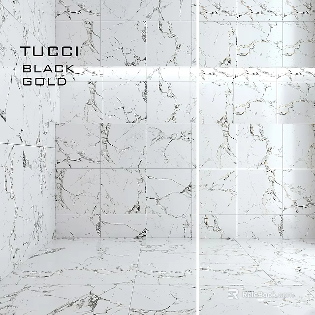 TUGGI Black Gold White Marble Tiles With Natural Veins For Interior Walls And Floors 3d model 