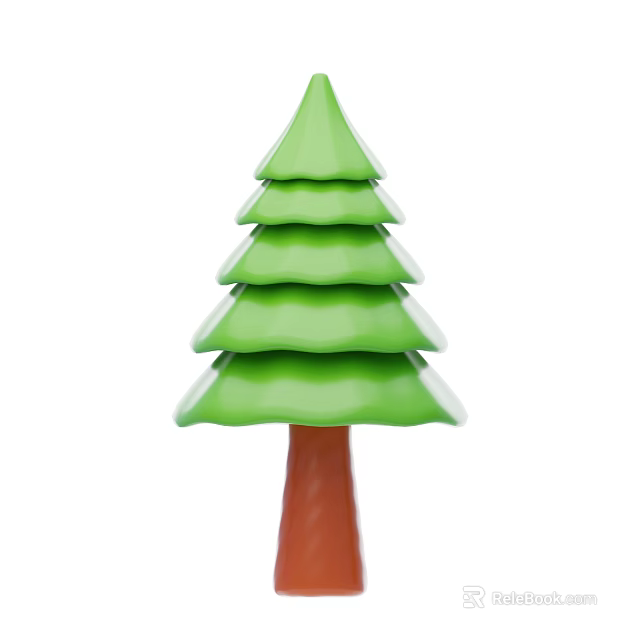 Green Leafy Arbor With Layered Canopy And Brown Trunk Simple Illustration 3d model 