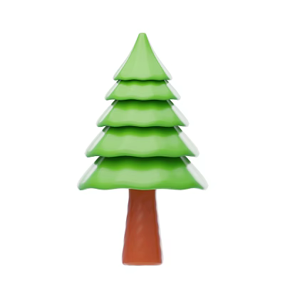 Green Leafy Arbor With Layered Canopy And Brown Trunk Simple Illustration 3d model