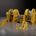 Yellow Heavy Duty Industrial Winches Featuring Large Drums And Auxiliary Control Units