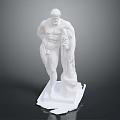 White Decorative Male Statue Furniture With Muscular Body And Cloak Design Base