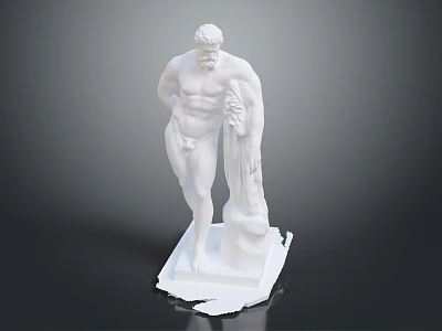 White Decorative Male Statue Furniture With Muscular Body And Cloak Design Base 3d model