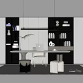 Study Bookcase Manager's Room Bookcase Bookshelf Desk Writing Desk Boss Desk Display Bookcase Study Chandelier 3d model