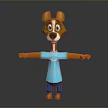 3D Cartoon Dog Character With Brown Head White Face Blue T Shirt And Blue Shorts