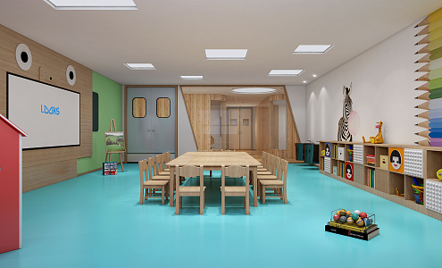 Modern Kindergarten Classroom Art Room 3d model