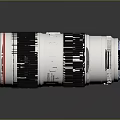 Professional Computer Lens With Black White Body And Red Accent Stripes 3d model