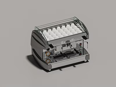 Modern Kitchen Coffee Machine Appliance With Transparent Lid White Cups And Controls 3d model