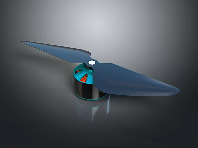 Modern Blue Bladed Device With Circular Base And Orange Internal Components 3d model