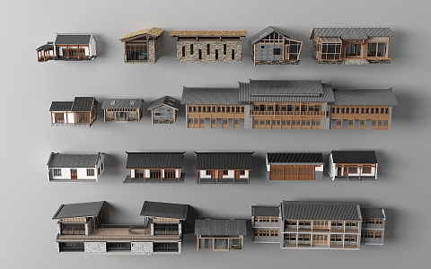 Self-built commercial residential houses 3d model