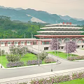Scenic Traditional Chinese Railway Station With Mountain Views And Green Landscaping