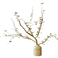 Minimalist Floral Decoration with White Vase Branches and Small Leaves