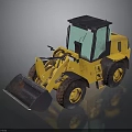 Yellow Construction Loader With Front Bucket Black Cab And Large Wheels