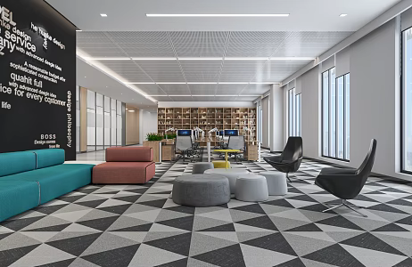 Modern public office area 3d model