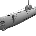 Detailed Military Submarine Warship Featuring Gray Hull Periscope And Naval Design