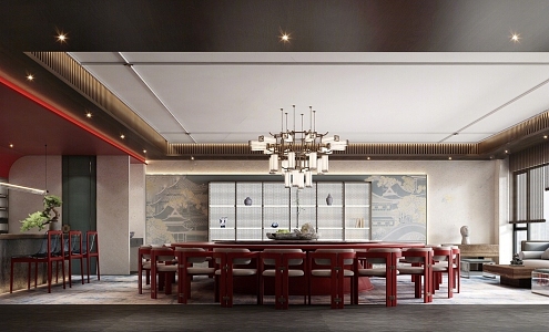 New Chinese-style private room Chinese restaurant private room 3d model