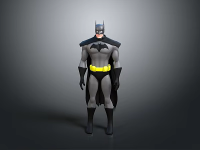 Batman Action Figure With Classic Gray Black Costume And Yellow Utility Belt 3d model