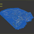 Detailed 3D Terrain Model Showing Regional Topographic Features Vegetation Roads And Structures