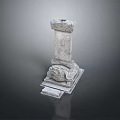 Ornate Stone Pillar With Detailed Carved Base And Textured Surface For Classical Architecture Decoration