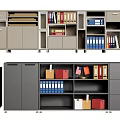 Modern Bookcase Storage System With Multiple Shelves Drawers Colorful Binders and Boxes 3d model