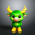 Cute Green Cartoon Cow Doll With Yellow Lightning Horns And Shoes