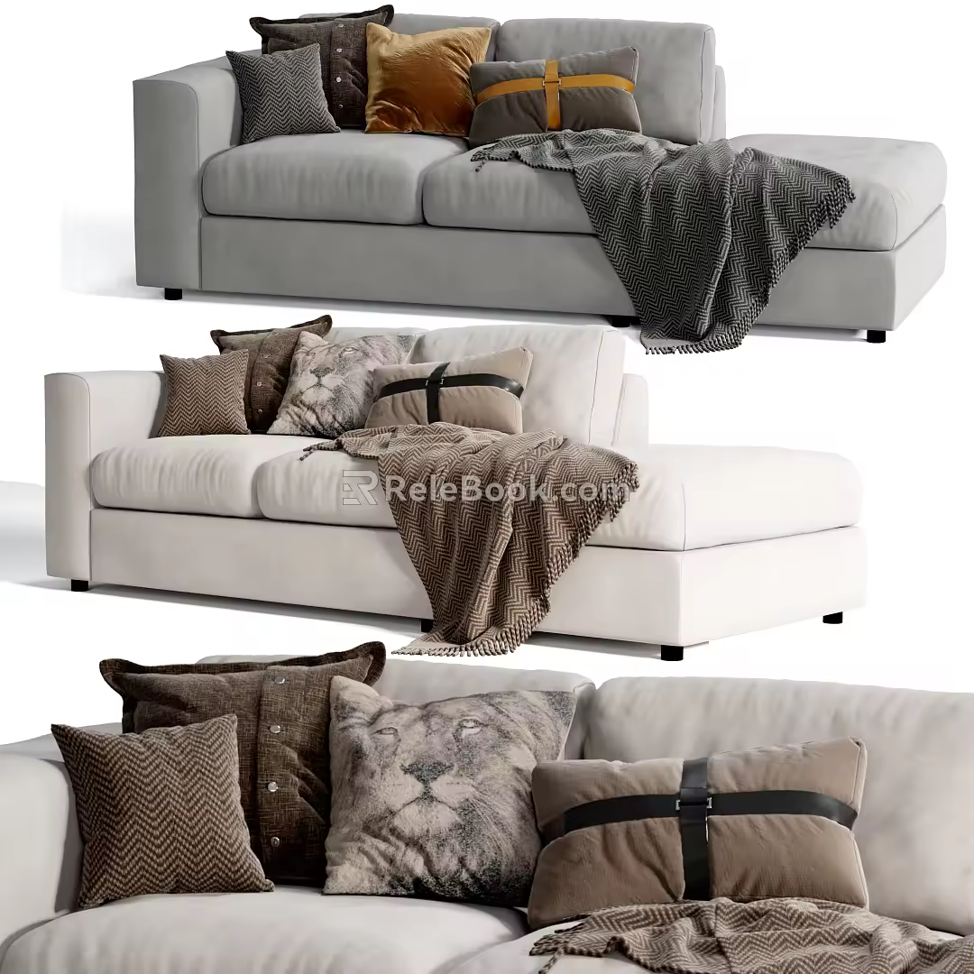 Modern chaise longue sofa double sofa recliner 3d model