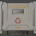 Industrial Equipment Metal Container With Yellow Warning Stripes And Recycling Symbol Structural Design
