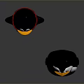 Two Cute Cartoon Penguins With Different Sizes Red Scarf And Yellow Feet