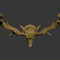 Elegant Modern Decorative Golden Deer Antlers Sculpture with Black Base