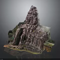 Ancient Stone Temple Structure With Intricate Carvings Rocky Steps And Natural Vegetation