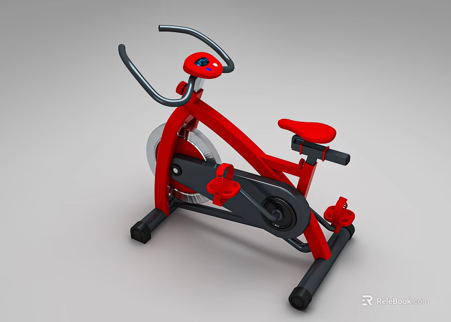 Red and Black Stationary Exercise Bike with Comfortable Seat and Sturdy Frame Fitness Equipment 3d model 