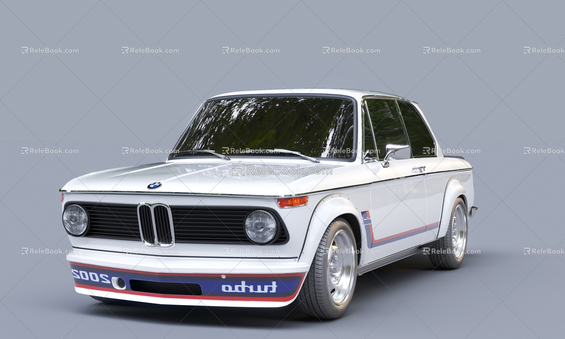 White Retro Car Classic Car BMW 3d model