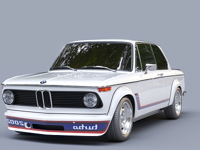 White Retro Car Classic Car BMW 3d model