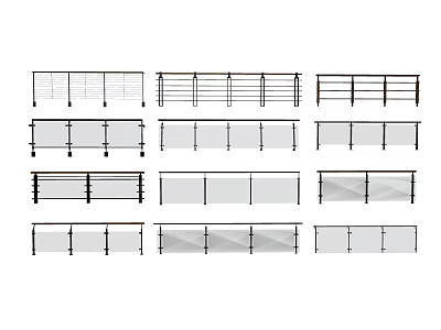 Glass Railing Handrail Metal Railing Guardrail Stainless Steel Guardrail Balcony Guardrail 3d model