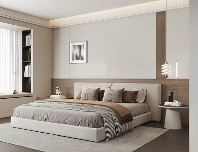 Bedroom Chandelier Table Lamp Double Bed 3d model
