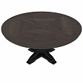 Elegant Round Dining Table With Wooden Tabletop And Black Metal Base 3d model