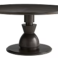 Modern Solid Dark Wood Round Dining Table With Unique Pedestal Base Design And Smooth Surface 3d model