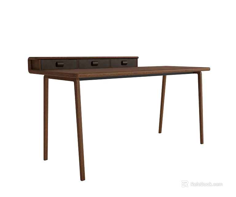 Sleek Wooden Dressing Table Design With Three Drawers And Sturdy Legs Structure 3d model