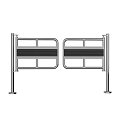 Public Facility Queue Management System With Metal Barriers Turnstile And Directional Signs