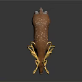 Cute Deer With Yellow Curly Antlers Brown Body White Spots And Blue Eyes