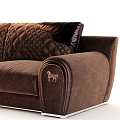 Brown Diamond Tufted Double Sofa With Decorative Armrest And Upholstered Design 3d model