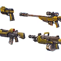 Science Fiction Gun A Group of Pistols Cyberpunk Guns Game Gun Low Face Number Low Model Simple Model Game Sub-era Movie and TV Level Super Realism 3d model