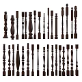 Wooden Railing Balusters With Various Designs For Staircase And Decorative Use 3d model