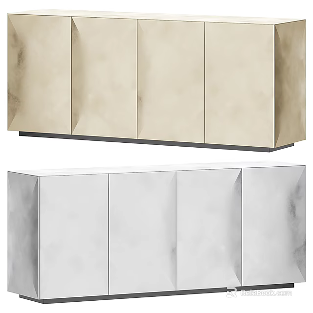 Modern Stylish Entryway Console Table And Side Cabinet With Beige Silver Finish Functional Storage Design 3d model