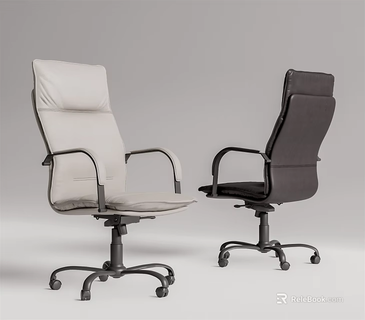Ergonomic Modern Office Chairs Light And Dark Colors With Armrests And Wheels 3d model 
